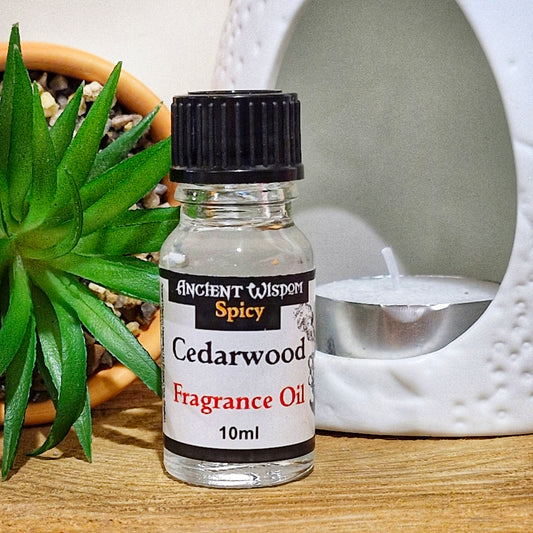 A 10ml bottle of cedarwood fragrance oil 