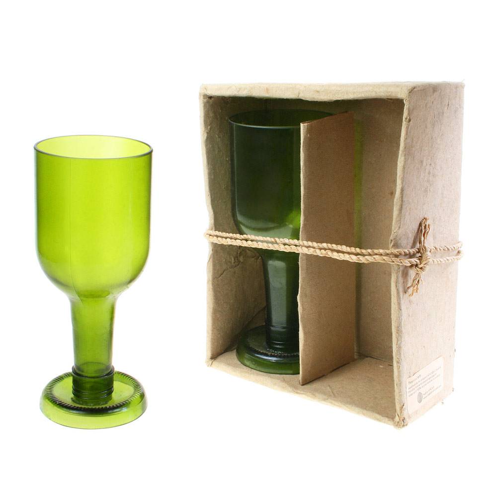 Recycled Green Bottle Wine Glasses